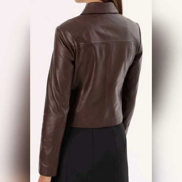 New LAMARQUE Oceana Fitted Leather Jacket Women’s Sz XS Brown NWT $595-$635 MSRP - Picture 6 of 16